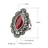 Turkey Vintage Peridot Ring Red/black Stone Bague Femme Boho Anel  Party Crystal Rings Woman Anillos Mujer