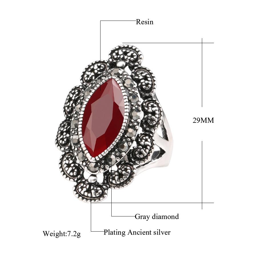 Turkey Vintage Peridot Ring Red/black Stone Bague Femme Boho Anel  Party Crystal Rings Woman Anillos Mujer
