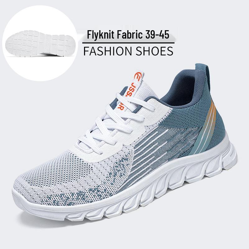 Men s Large Flyknit Breathable Lace-up Running Sneakers - Shock Absorption & Odorless 42 светло-синий