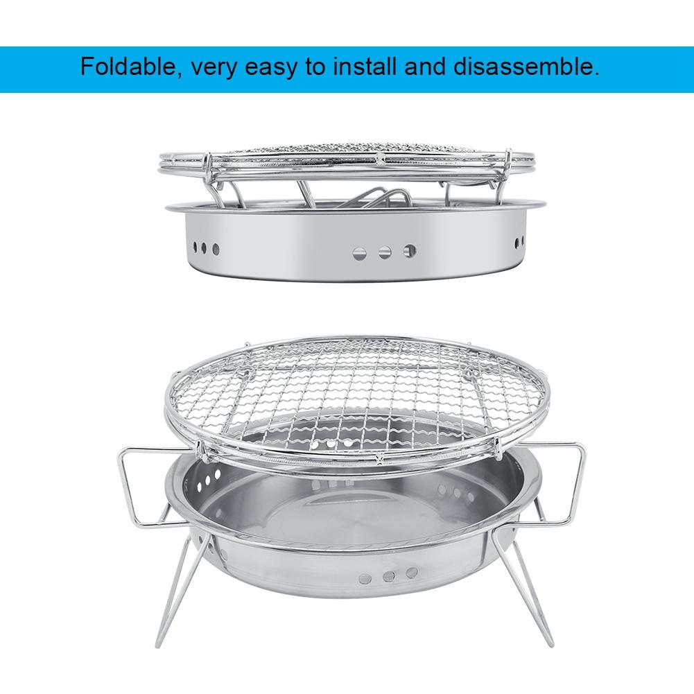 Mini-Grill aus Edelstahl, faltbar, tragbar, runder Grillofen für Outdoor-Camping, Terrasse