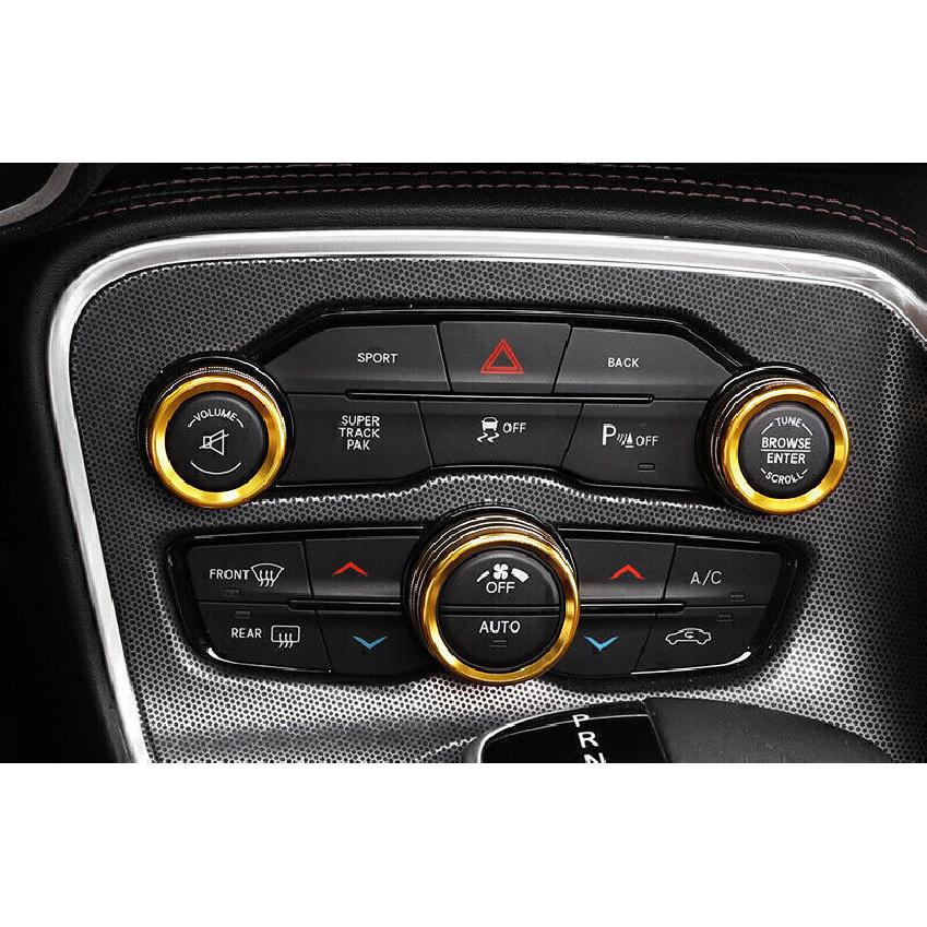 For Dodge Challenger 2015-2023 Golden Alloy Center Console AC Switch Knob Ring