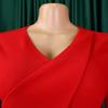 Women Solid Color V Neck Pleated High Waist A Line Mid Length Dress With Belt