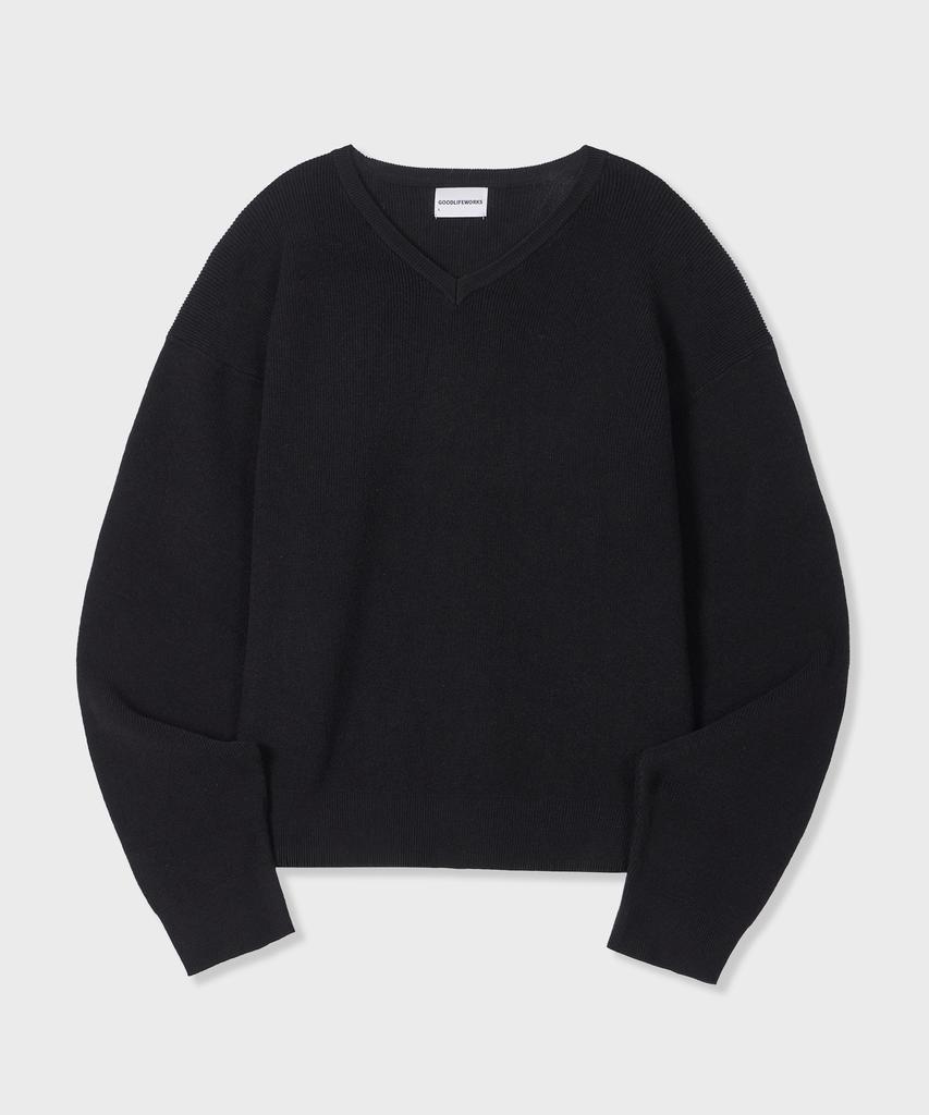 GLW Minimal V-Neck Crop Knit Black