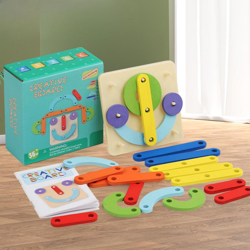 Children'S Montessori Geometric Puzzle Graphic Puzzle Creative Variety Nail Board Early Education Wooden Puzzle Educational Toys