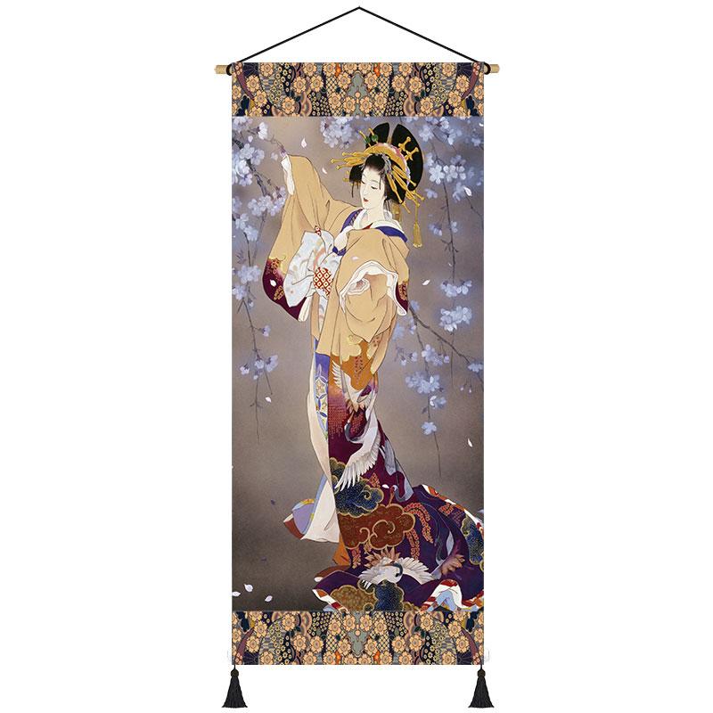 Toile murale rétro avec geisha japonaise vintage, kimono, femme ukiyo-e, affiche, restaurant, maison, salon, peinture à suspendre