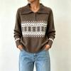 Fair Island Jacquard Knitted Sweater Pullover Button Jacquard Jacket Autumn And Winter Loose New Sweater Women