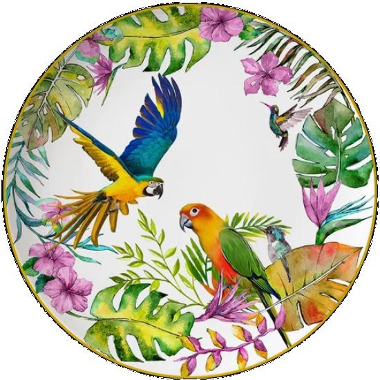 

Керамический глазурованный набор цветных фигурок, расписанный вручную попугай, домашняя тарелка для обеда, тарелка для стейка, кофейный сервиз