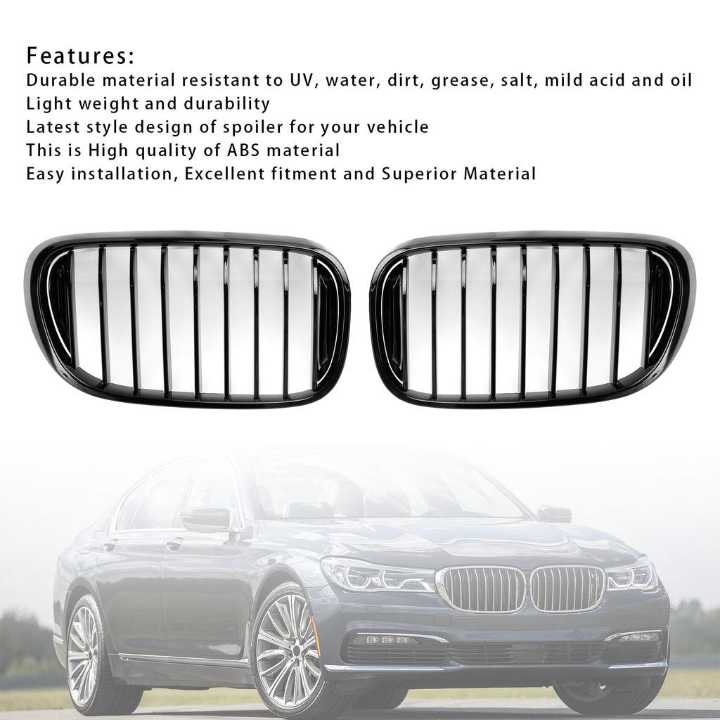 Gloss Black Front Kidney Grille Fit BMW 7-Series G11 G12 740i 750i 2016-2018
