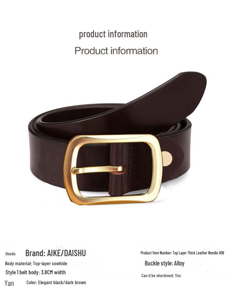 Paul Genuine Leather Men's Belt - Pin Buckle Casual Waistband for Middle-Aged and Young Business, Versatile and Fashionable.