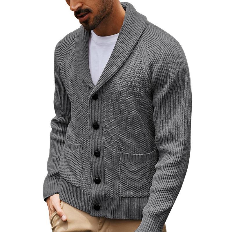 Men S Knitted Cardigan Long Sleeve Lapel Pocket Casual Winter Sweater