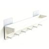 Wall Key Holder Mail Organizer Wall Mount Hanging Key Rack with 6 Hooks for Sunglasses Wallets White
