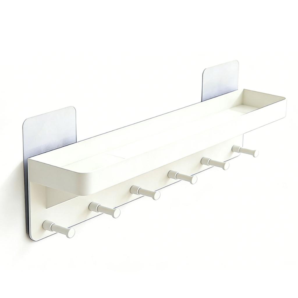 Wall Key Holder Mail Organizer Wall Mount Hanging Key Rack with 6 Hooks for Sunglasses Wallets White