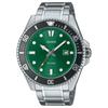 CASIO STANDARD series 200 meters waterproof Quartz Steel Strap same style for men and women green dial MDV-107D-3A2V