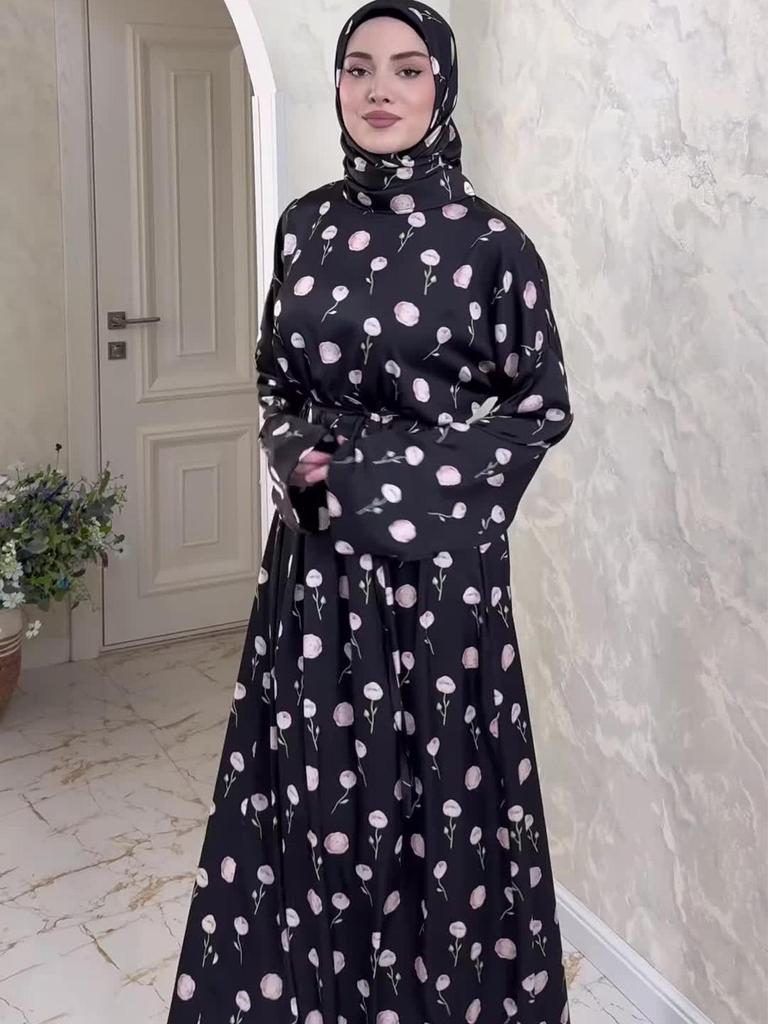 2025 Elegantes Sommer Langarm Druckkleid - Locker & Bequem