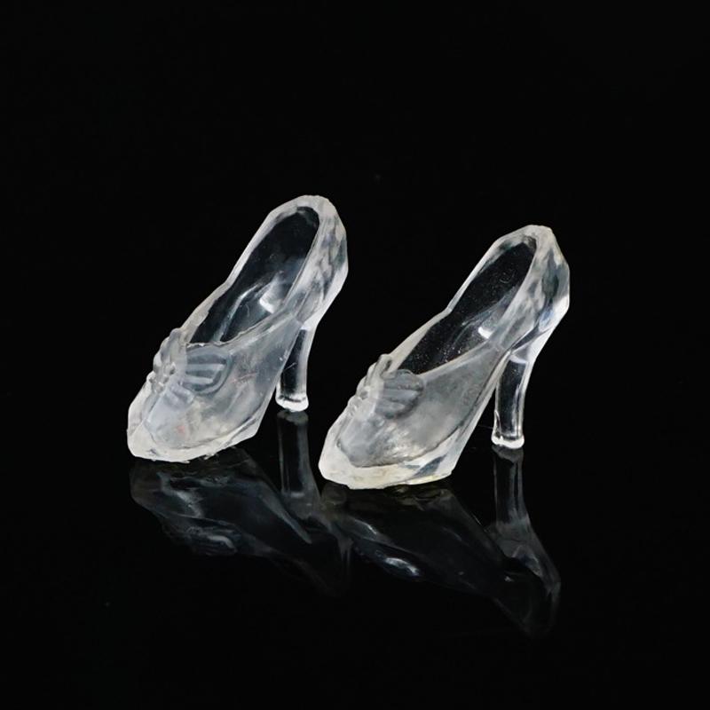 1 pár Doplňky k hračkám boty vysoké podpatky Pár křišťálových bot akce průhledný křišťál panenka barbie Boty pro panenky Boty Barbie