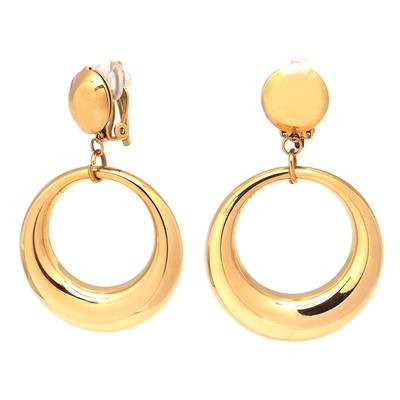 [Q5088] - Gold 'Cléopatra' Steel Designer Earrings - 50x35 Mm
