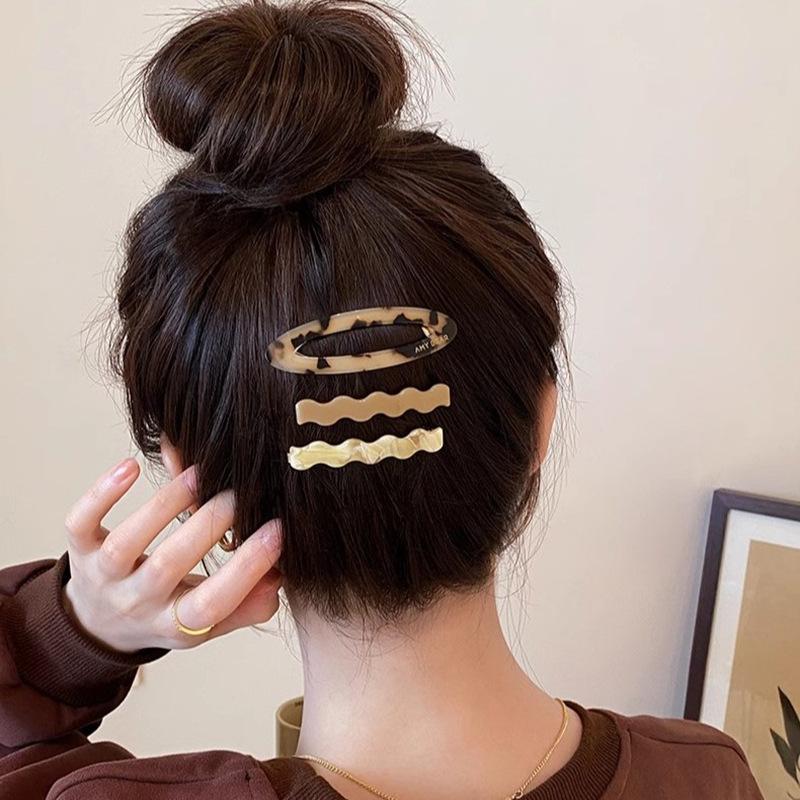 3Pcs Wave Hair Clips Acetate Clip Candy Color Hairpin Trendy Leopard Bb Clip Y2K Hair Accessories for Women Girls Korean Style