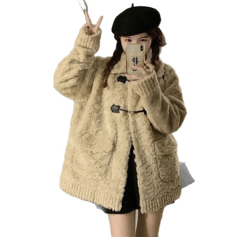 Winter new imitation lamb fur coat thickened warm wool coat loose and thin good-looking top