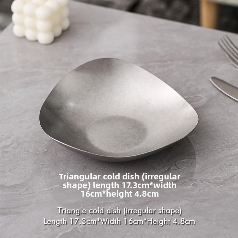 Retro Style Decorative Plate Unique Design Stainless Steel Durable Household Restaurant Outdoor Western Dinnerware