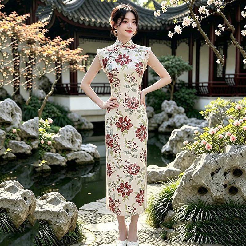 Sleeveless daily national style new Chinese style Suzhou long cheongsam improved young 1011 new women's high sense summer