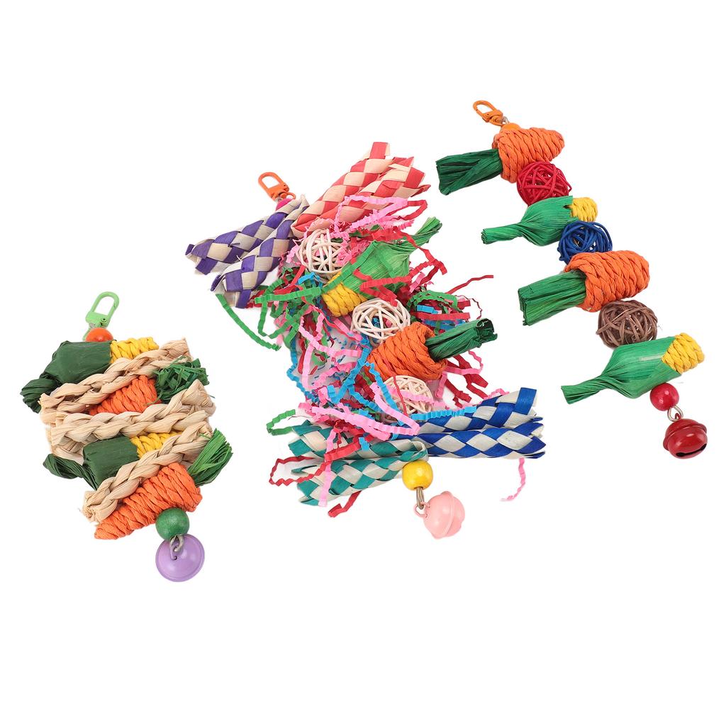 Parrot Chew Toys Set Birds Shredding Foraging Toys Bite Resistant Anxiety Reduction Cage Hanging
