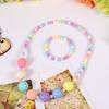 Cuteness Flower Rainbow Necklace and Bracelet Set Charm Jewelry Set Colorful Beads Jewelry Plastic Texture for Girls