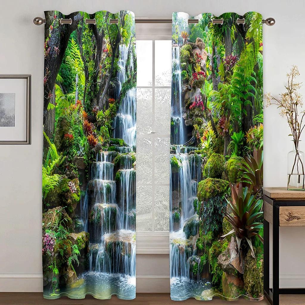 Planta Tropical Deverano2 Piezas, Envío Gratis Shower Curtain  Living Room Curtains Set Blackout Curtains Drapes In Living Room
