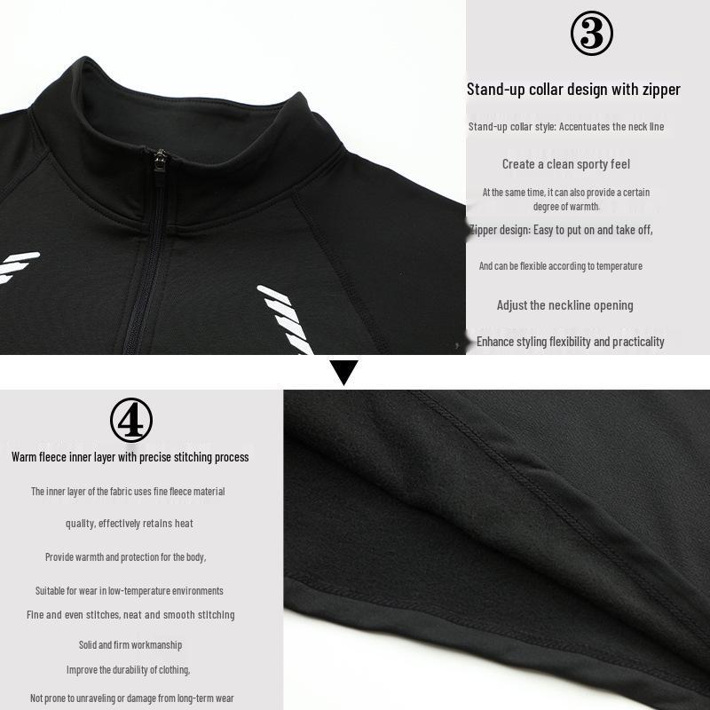 Unisex termo sportovní top s polorolákem, zipem, rychleschnoucí a sametovou podšívkou pro podzim a zimu.