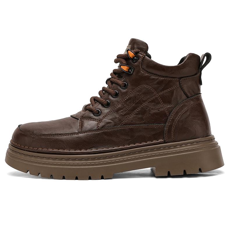 

Модная мужская обувь из натуральной кожи, мужские высокие кроссовки, мужские удобные кроссовки, мотоботы, мужские зимние плюшевые сноубутсы на шнуровке 38 коричневый