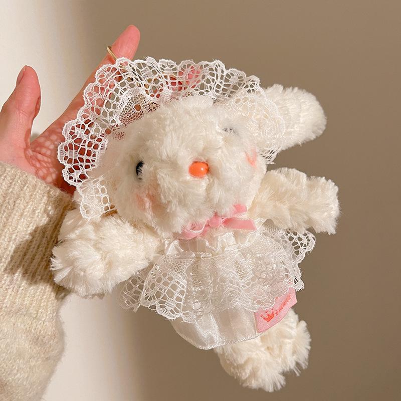 Plush Princess Dress Rabbit Keychain: Cute Cartoon Doll Bag Charm