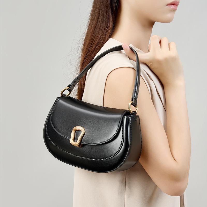 French Staff Bag, Women's Genuine Leather Crossbody, New Style for Ladies, Stylish Women, Office Workers, Small Handbag, Niche High-end Handbag