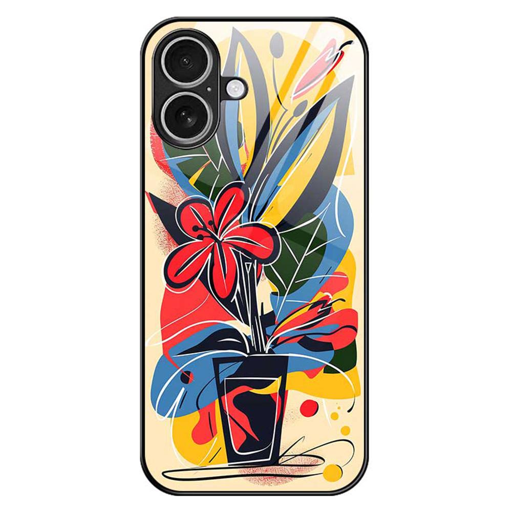 For iPhone 17 Case Anti Drop PC TPU Tempered Glass Pattern Printing Phone Back Cover