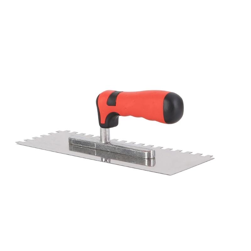 Tile Tool Stainless Steel Square Notched Flat Trowel Masonry Hand Kit for Wall Floor Tiling Installation