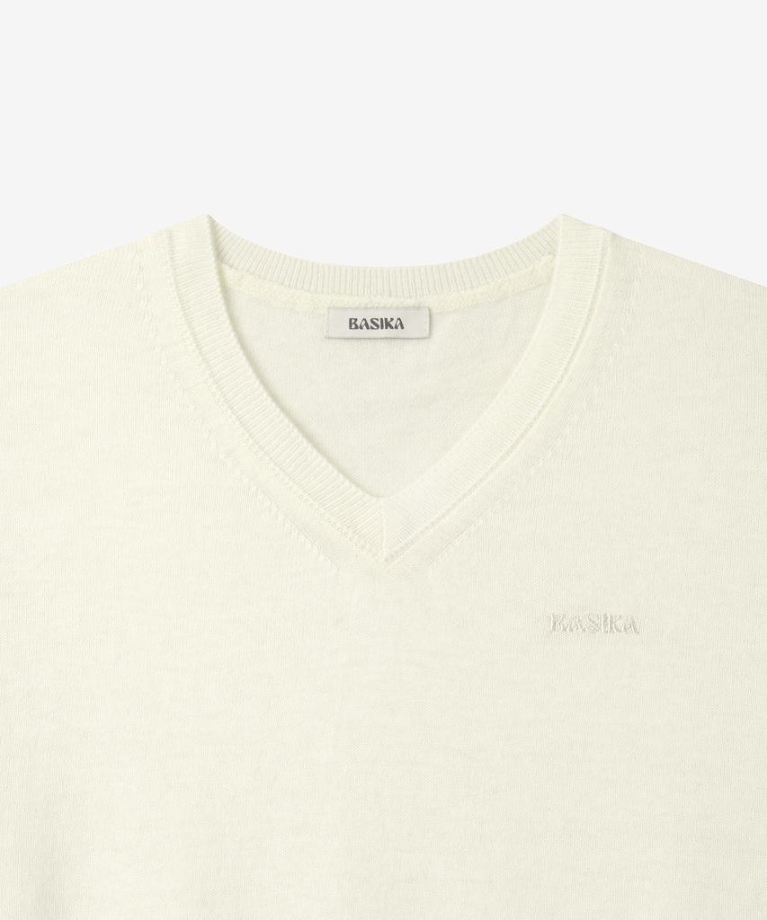 BASIKA Cashmere Basic V-Neck Knit_2 Colors