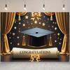 Golden Graduation Cap&Diploma Design Party Banner,for Celebrations,Home&Garden Events,Photo Studio Backdrop,Festivities,Graduation Party Decor