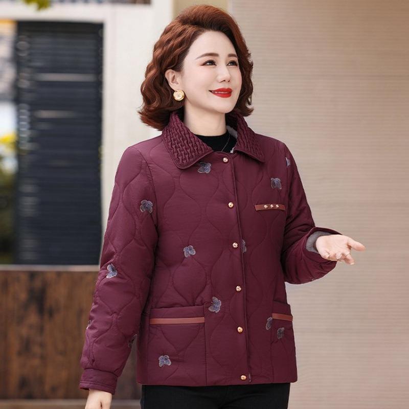 

Winter coat fleece thickened warm new cotton-padded coat short winter cotton-padded jacket women 5XL [recommended 150-80kg] бордовый