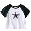 Y2K Star Crop Top Tshirt Summer Fashion Personalised Pentagram Neckline T-Shirt Short