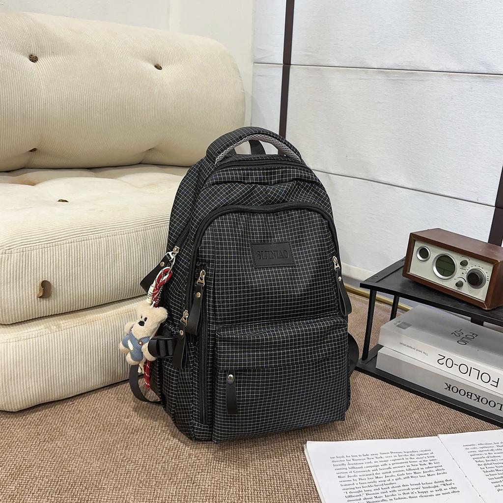 Schoolbag1011 New Schoolbag Female College Student Solid Color Large Capacity Backpack Multi-layer Junior High School High School Student Backpack