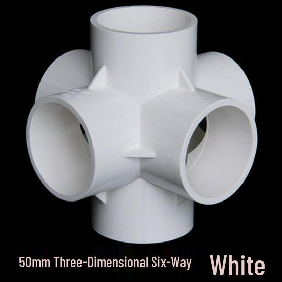 PVC Multi-Way Fittings: 3D Tee, 4-Way, 5-Way, 6-Way, 90° Elbow for Water Pipes (Sizes: 20, 25, 32, 40, 50).