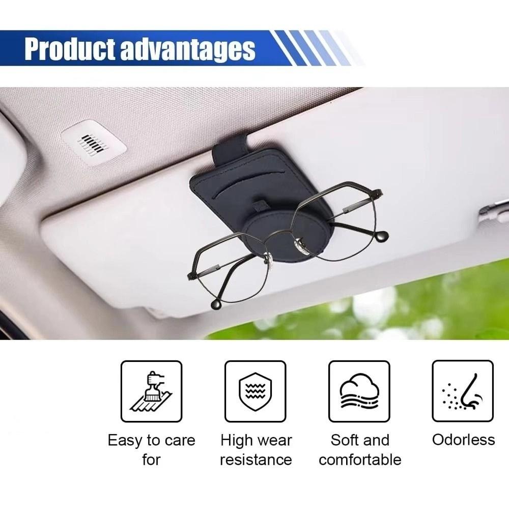 Cowhide Leather Sun Visor Sunglasses Frame Magnetic Ticket Card Holders  for Car Interior
