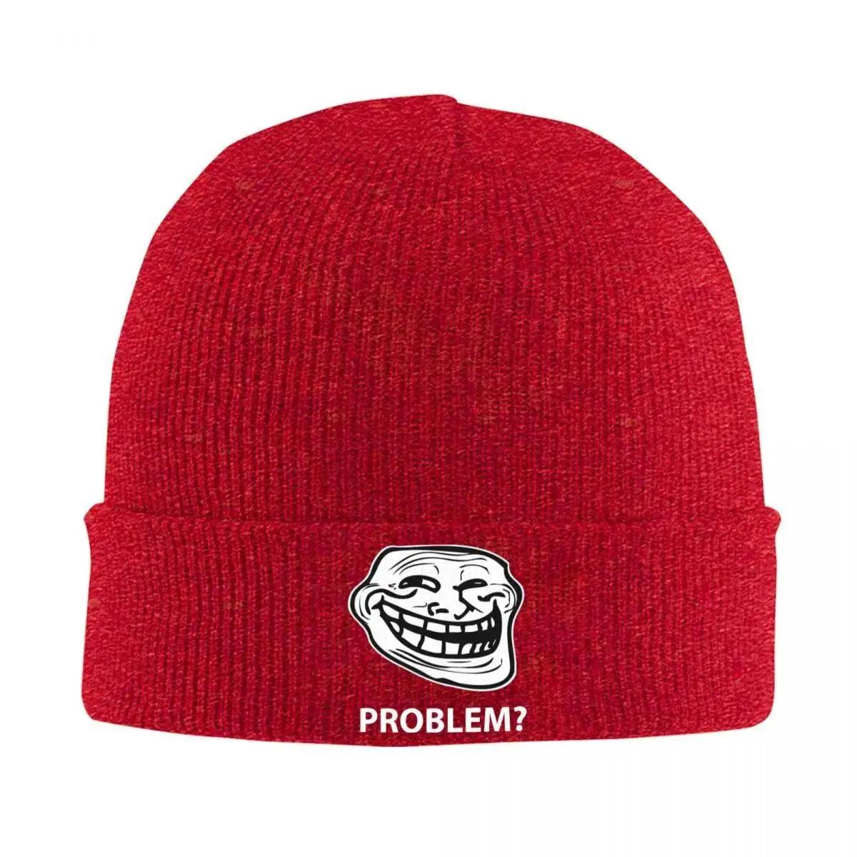 New Trollface Meme Rage Comic Funny Troll Joke Internet Hats Autumn Winter Beanies Warm Cap Unisex Knitted Hat