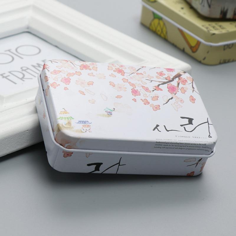 Rectangular Storage Box Printed Candy Box Postcard Small Tin Box Tinplate Storage Box Storage Box Sweet Cute Creative Cartoon