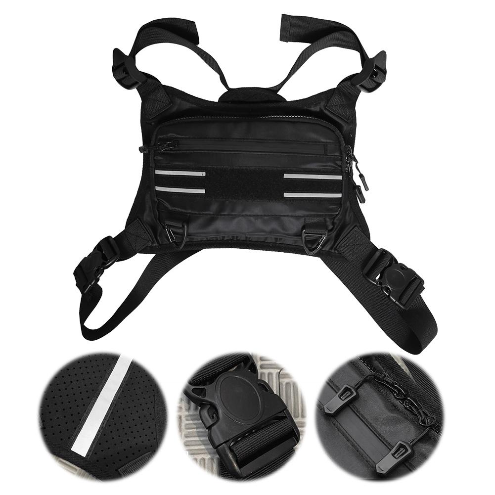 Sports Chest Bag Lightweight Front Chest Pack Water Resistant Outdoor Hiking Bag with Reflective Strip for Cycling Hiking