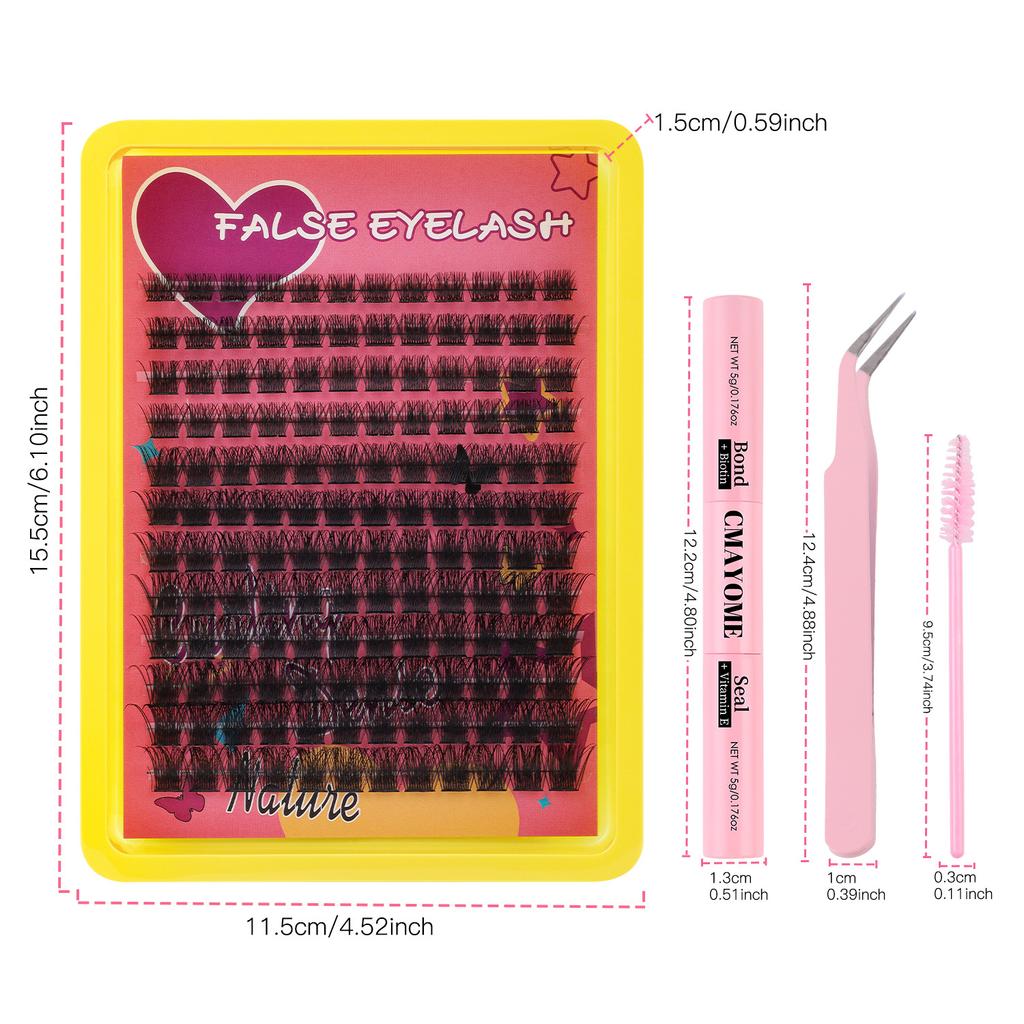 Diy False Eyelash Extension Set, Single Tuft Of Hair 240 Tufts Of Thick Curled Big Eyes D Curled Eyelashes