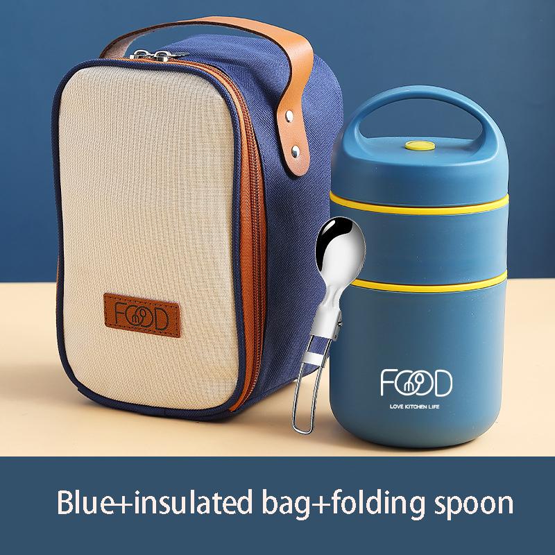 Compact Thermal Lunch Box With Insulated bag and spoon - Stainless Steel Soup Cup with Insulated Design, for Office, School