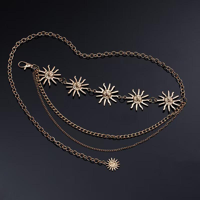 Catena da vita in metallo a girasole multistrato regolabile per donna