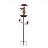 Bird Feeder with Solar Light Outdoor Decorative Garden Decor Wrought Iron Rabbit Holding Umbrella Anti-Rust Bird Feeder Stake for Yard Lawn Patio