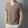 Men's Casual and Fashionable V-neck Solid Color Short Sleeved T-shirt Breathable and Comfortable Summer Versatile Top