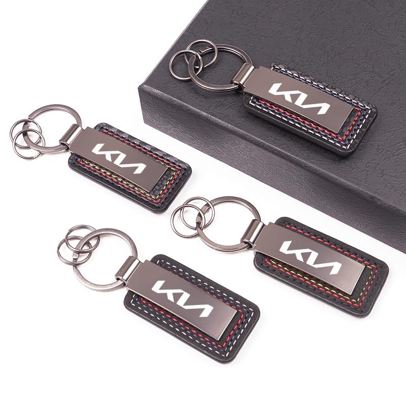 1Pcs Zinc Alloy Keychain Ring Leather Keyring Pendant For KIA K5 K9 Ceed RIO Sorento Niro Soul EV6 Stonic Carnival Stinger Forte Hbwjx00