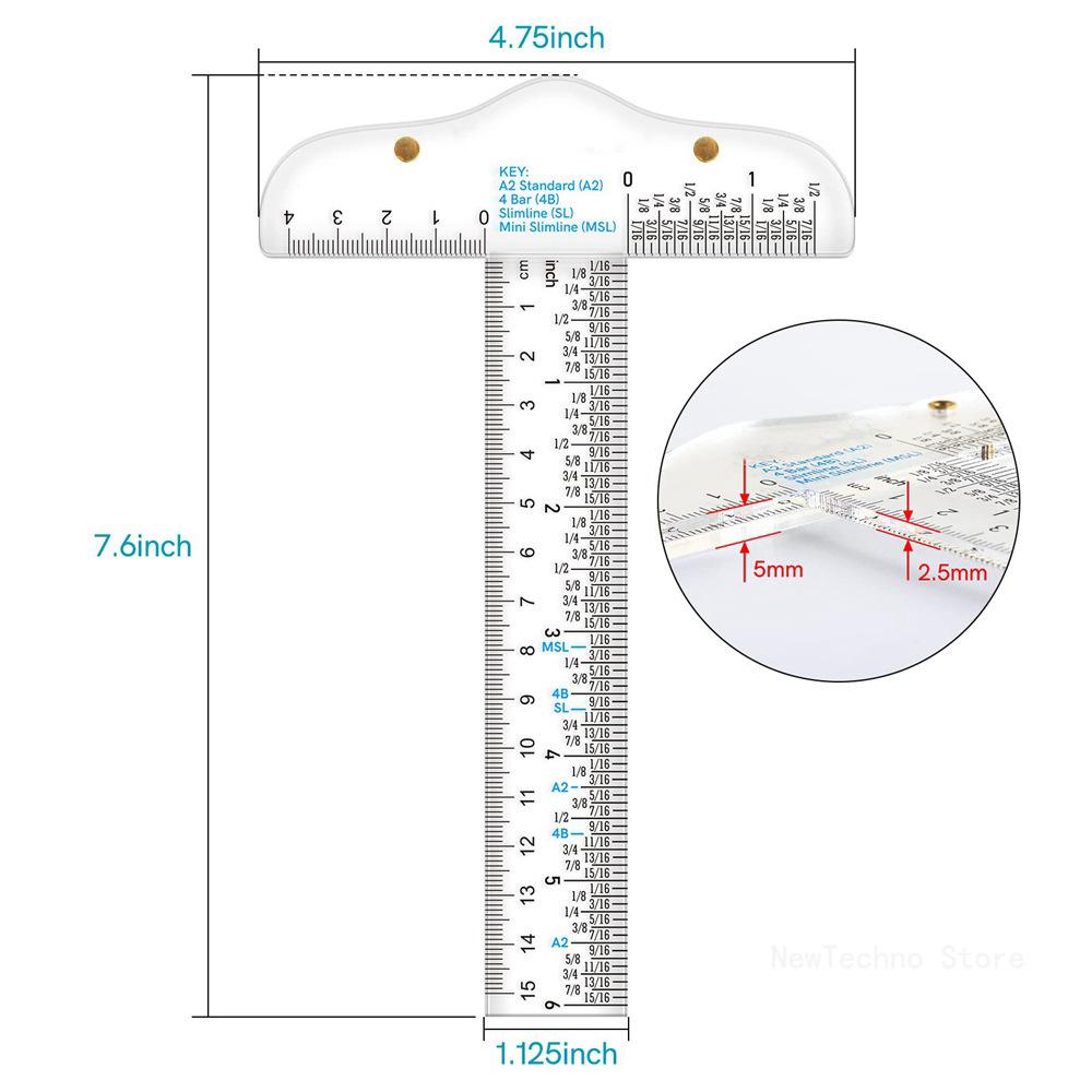 6 Inches Acrylic Clear T-Square Ruler for Crafting Drafting Layout Work Art Framing &Drafting Scrapbooking Crafting Tool